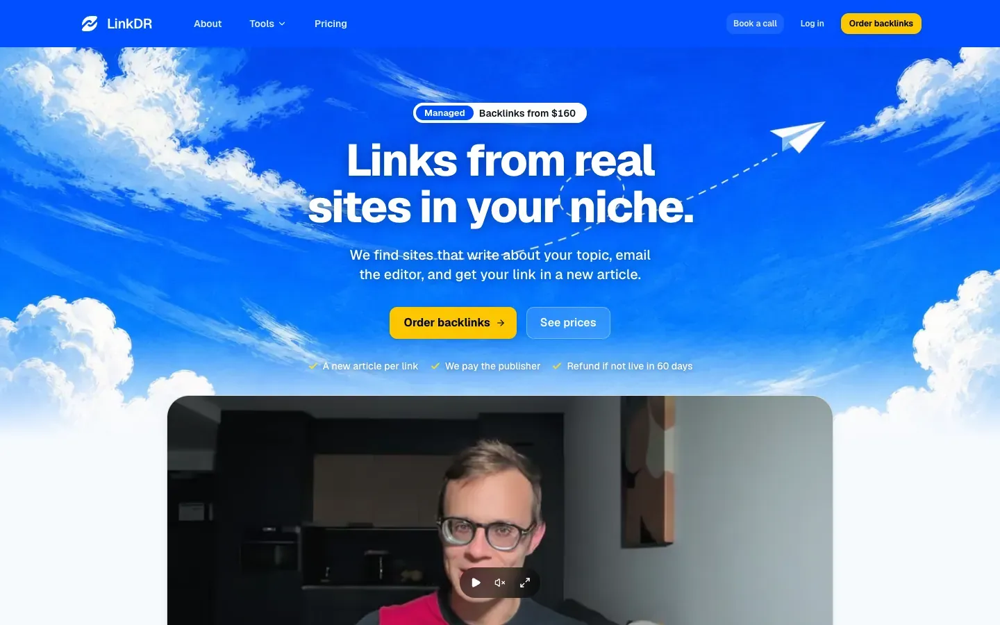 LinkDR homepage, above the fold, as captured on October 18, 2026