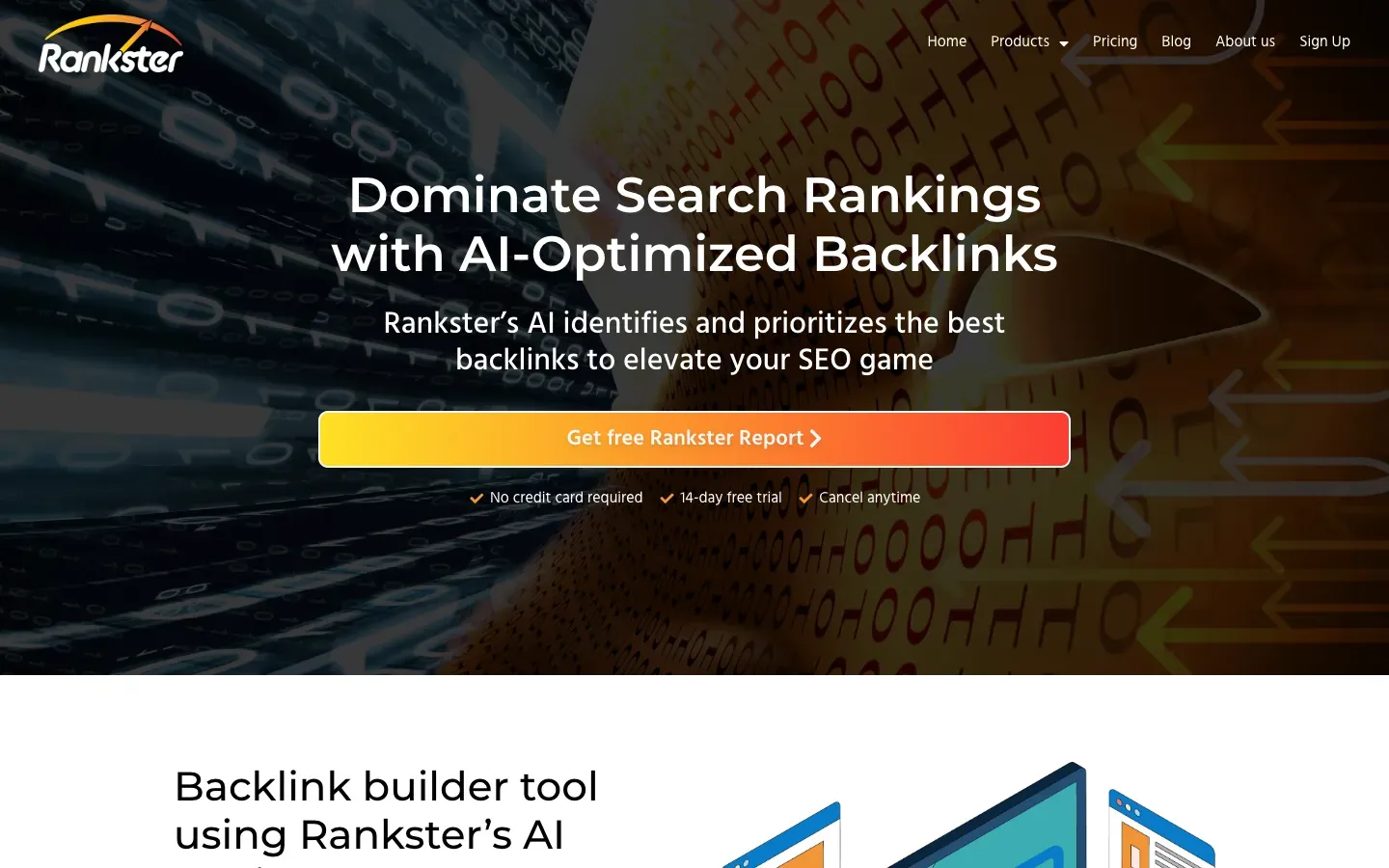 Rankster /backlink-builder page, above the fold, as captured on October 18, 2026